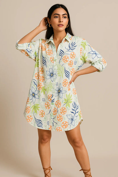 PRINTED SHIRTDRESS - GOTHAM GREEN