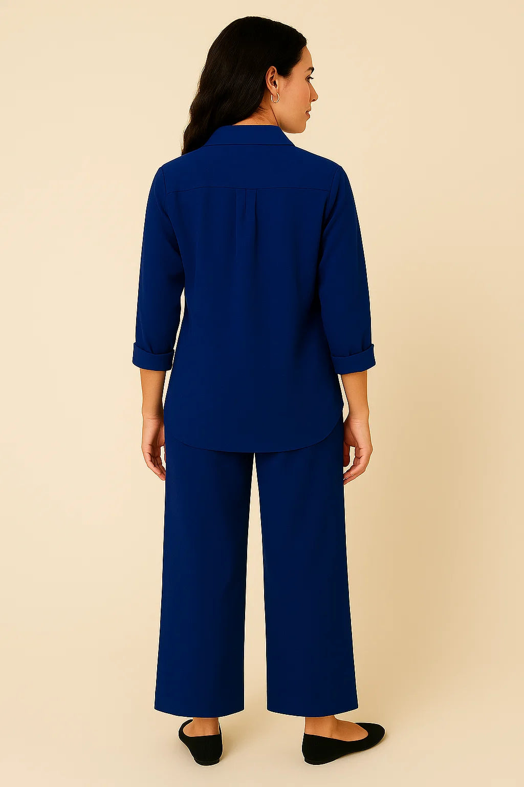 LINEN SHIRT & PALAZZO TROUSER SET - ROYAL BLUE