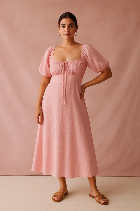 100% COTTON DRESS -  PINK