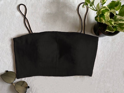 LINEN BANDEAU TOP - CHAMPAINGE PINK