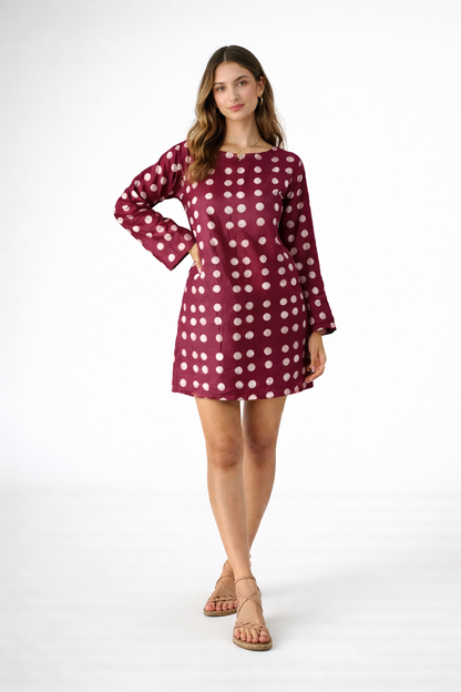 BLACK BELL SLEEVES POLKA DOT DRESS