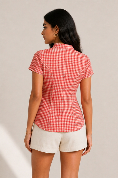 COLLARED COTTON TOP