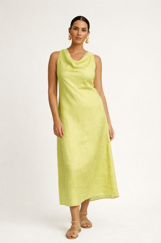 COWL DRESS - LIME