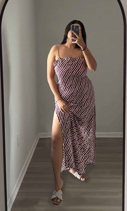 STRIPED DRESS WITH THIN STRAPS