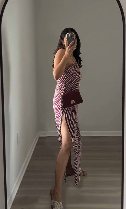 STRIPED DRESS WITH THIN STRAPS