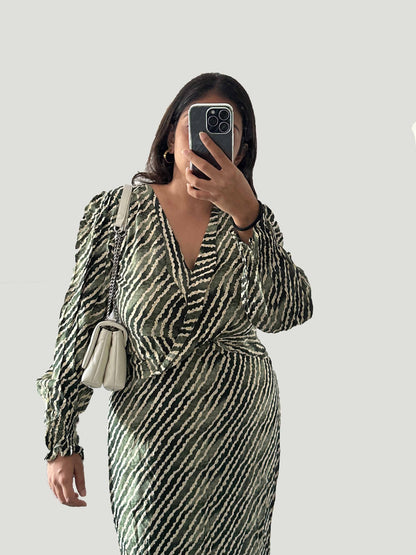STRIPED LONG DRESS - PURPLE