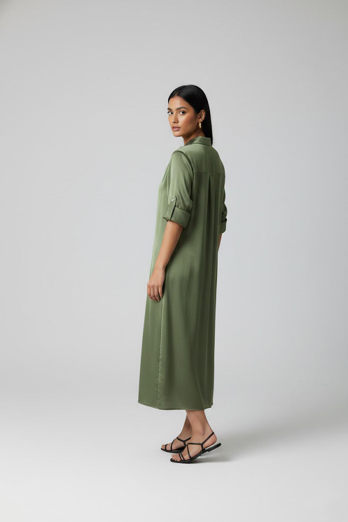 SOLID SHIRTDRESS - GREEN