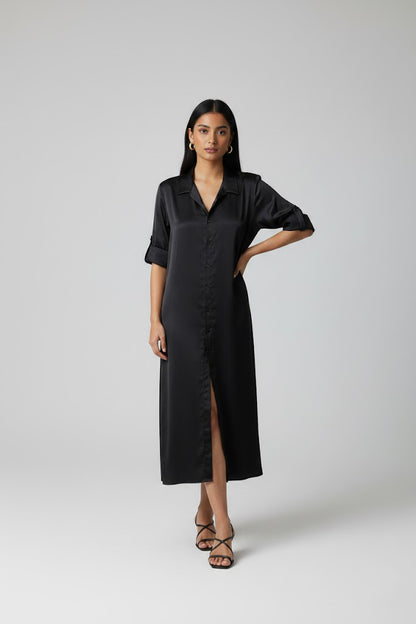 SOLID SHIRTDRESS - GREEN